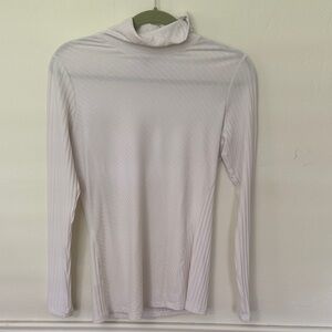 Athleta White Ribbed Turtleneck Long Sleeve Performance Top Size S